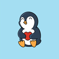 Cute penguin hold heart 