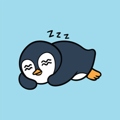 Lazy penguin with sleeping pose