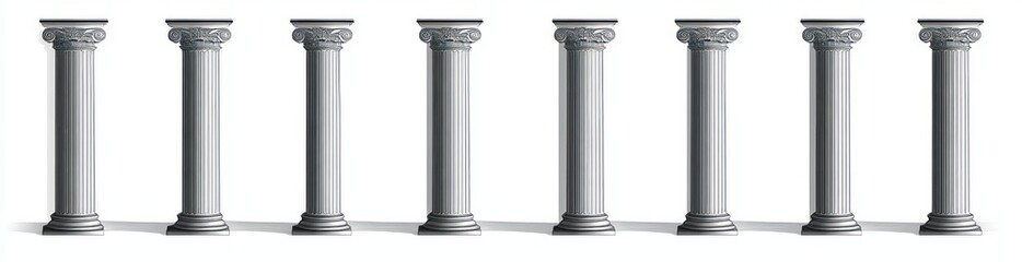 Obraz premium Classical Architectural Columns Minimalist Icon Set in Black and White Vector Art