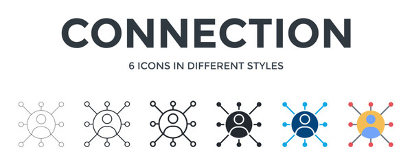 Connection  Icon In Different Style Vector Illustration. Designed In Thin Line, Regular Line, Bold Line, Glyph, Color Fill, And Flat Style Can Be Used For Web