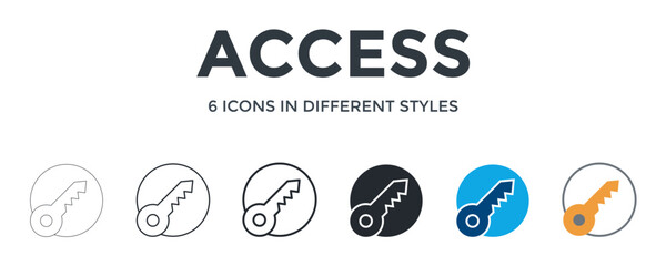 Access  Icon In Different Style Vector Illustration. Designed In Thin Line, Regular Line, Bold Line, Glyph, Color Fill, And Flat Style Can Be Used For Web