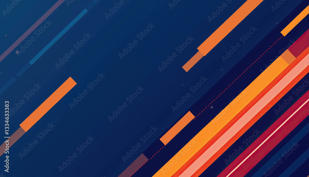Poster abstract vector background with diagonal stripes in shades of blue orange and red clean design