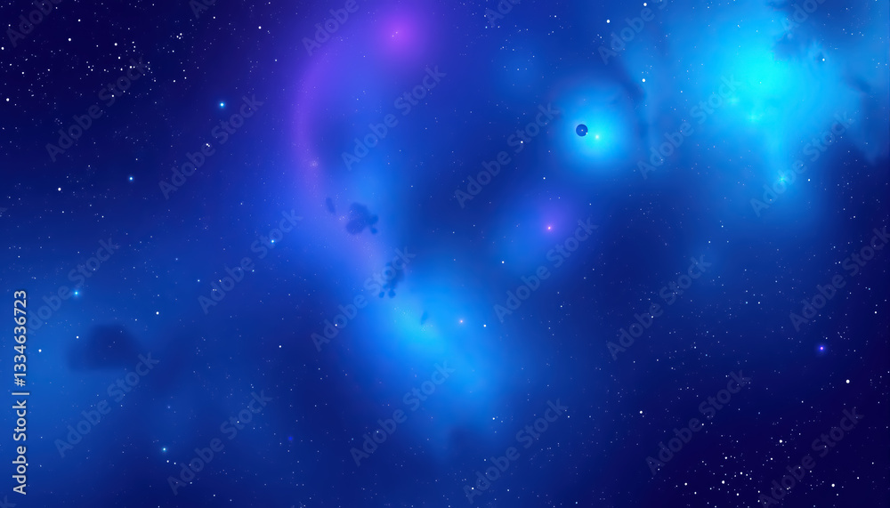 Poster vibrant deep space scene featuring nebulous clouds stars and astronomical phenomena
