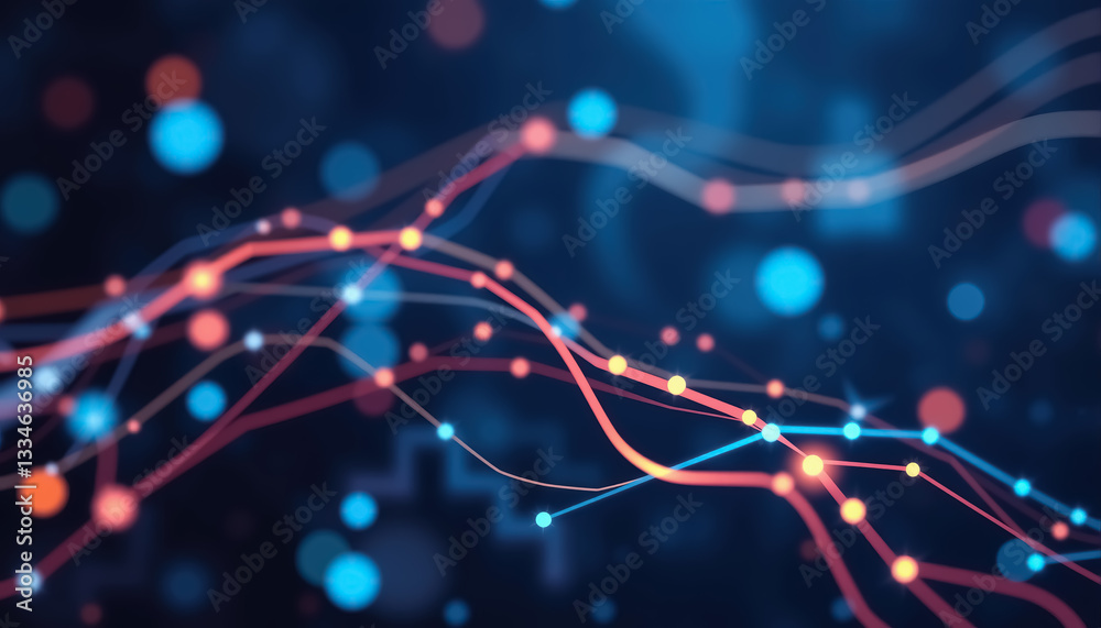 Poster Abstract representation of network connections data flow and interconnected systems Modern design