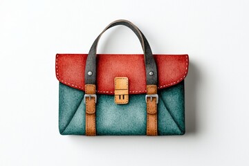 Stylish leather bag with a red and blue design, perfect for work or casual use. A blend of elegance and functionality.