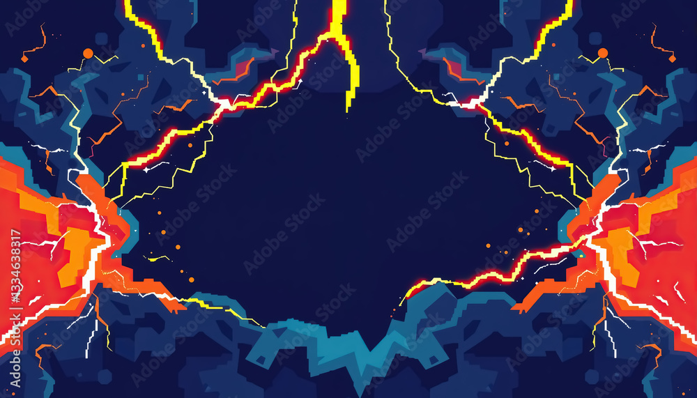 Leinwandbilder abstract stylized featuring crackling angular forms evocative of lightning and energy