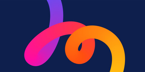 Wavy gradient shapes on dark background. Background with colored squiggles gradient lines design for flyer, cover or banner. 