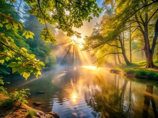 Obraz premium Serene Dawn: Calming Morning Light in Nature