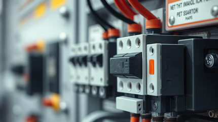 Close-Up of Electrical Panel with Fuses and Contactors for Power Distribution