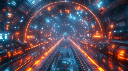 Glowing digital corridor high resolution background