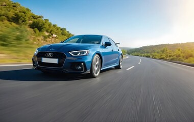 Fototapeta premium Racing car speed driving, Car on asphalt road 