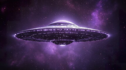 Obraz premium A futuristic spacecraft flying through a vibrant and starry cosmos