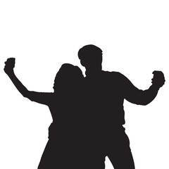 Silhouette of a busy street filled with people, high-detail crowd vector illustration.
