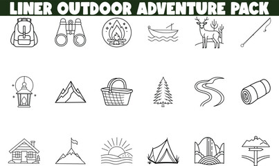Liner Outdoor Adventure Pack Camping, Hiking, Fishing, and Wildlife Icons