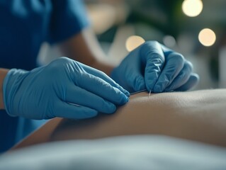 Dry Needling Procedure: Close-up of Needle Insertion