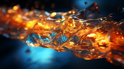 Abstract Liquid Flow: Orange and Blue Abstract, Dynamic, and Glowing Liquid Forms