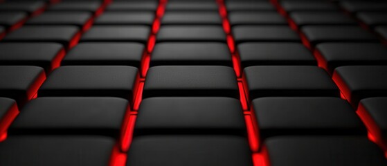 Close-up of keyboard keys with red backlighting, creating a modern tech ambiance.