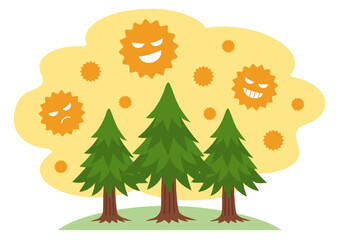 木から飛散する花粉のイメージイラスト
