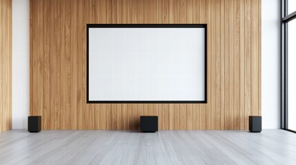 Modern Home Theater Room with Blank Screen