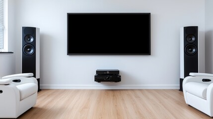 Modern Home Theater Setup with Speakers & TV