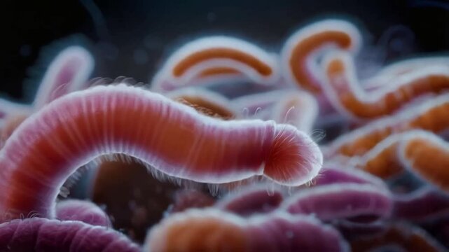 Microscopic Life: The Hidden World of Parasitic Worms, smooth repeating motion for background video animation