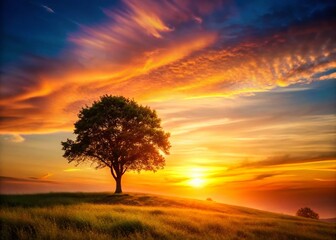Obraz premium Serene Sunset: Peaceful Soft Focus Landscape Photography