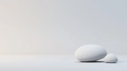 A minimalist scene of two spheres of varying sizes against a plain white background.
