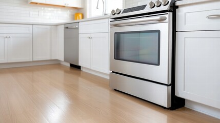 Fototapeta premium Modern Stainless Steel Oven in White Kitchen