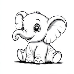 Obraz premium Cute cartoon baby elephant illustration.