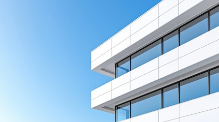 Obraz premium Modern White Building Facade, Blue Sky