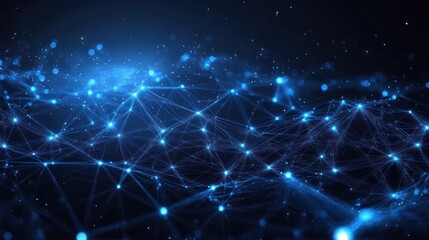 Futuristic Digital Network Abstract Geometric Lines and Nodes Visualization Technology Background