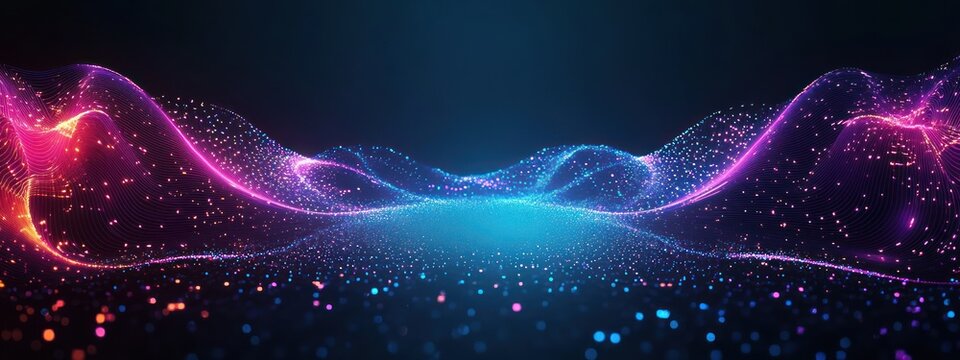 Futuristic Digital Art with Neon Circuits and Holographic Design in Blue and Purple Gradients