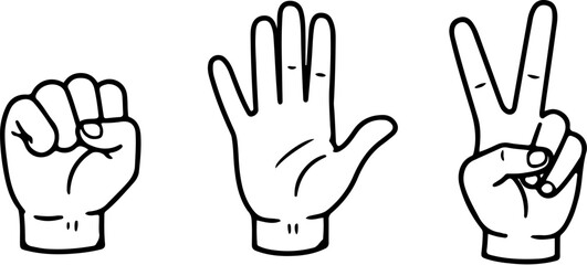 Rock Paper Scissors Hand Gestures – Illustrated Icons