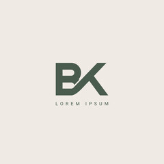 Abstract Minimal Artistic Letter BK KB Logo Design. Initial Based Letter Logo Symbol
