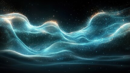 Futuristic Abstract Digital Art Cyberpunk Style Waves and Particles Connection Background