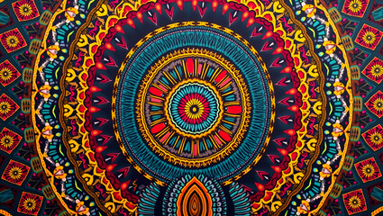 Obraz premium Adapt tessellation tapestry approach align bohemian vibe enrich tribal art with signature pattern design details concept as Optimize brand identity utilize EPS format for crisp edges emphasize symboli