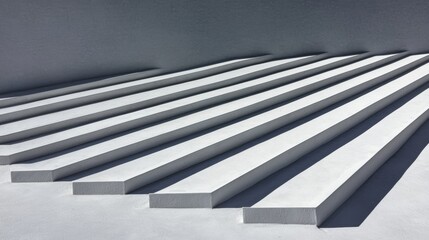 Obraz premium Staircase with white steps and gray wall