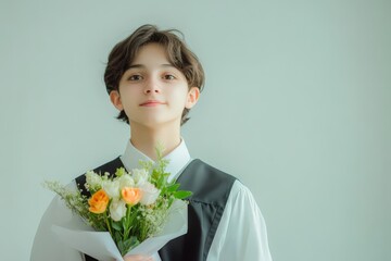 High School Graduate with Flowers