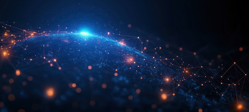 Futuristic Earth Digital Connectivity Concept with Glowing Network Connections in Cyberpunk Style
