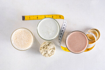 Assortment of different flavors of protein cocktails