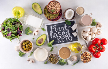 Plant based keto food, low carb vegan keto diet ingredients