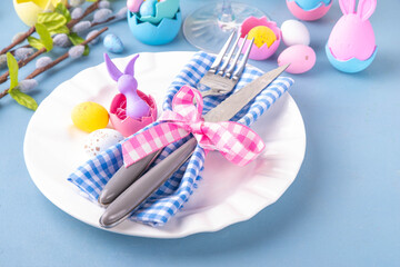 Cute spring Easter holiday table setting