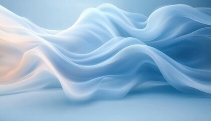 Obraz premium Abstract Waves of Flowing White Fabric in Soft Blue Background