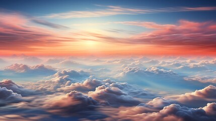 Fototapeta premium Above the Clouds: A Serene Sunset Panorama
