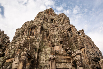 Fototapeta premium Exterior of the Bayon temple with gargantuan faces, Angkor Thom, Angkor, Cambodia, Asia