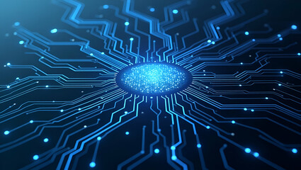 Innovative techno circuits tile pattern merging linear electronic pathways and geometric circuit arrays isolated white balance contemporary digital art concept as Linear electronic pathways converge w