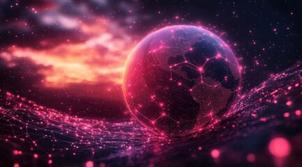 Fototapeta premium Global Network Connection Business Globe Map Digital Technology Visualization