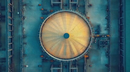 Fototapeta premium Aerial View of Water Treatment Plant for Sewage Treatment and Wastewater Recycling Process
