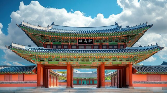 Gyeongbokgung Palace Traditional Korean Architecture Landmark in Seoul City South Korea