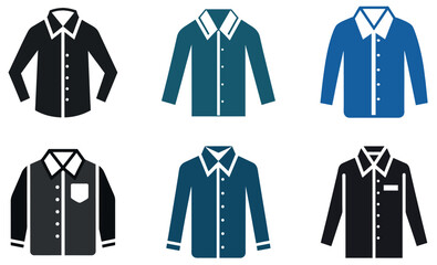 Long Sleeve Button-Down Shirt Vector Icons Collection design